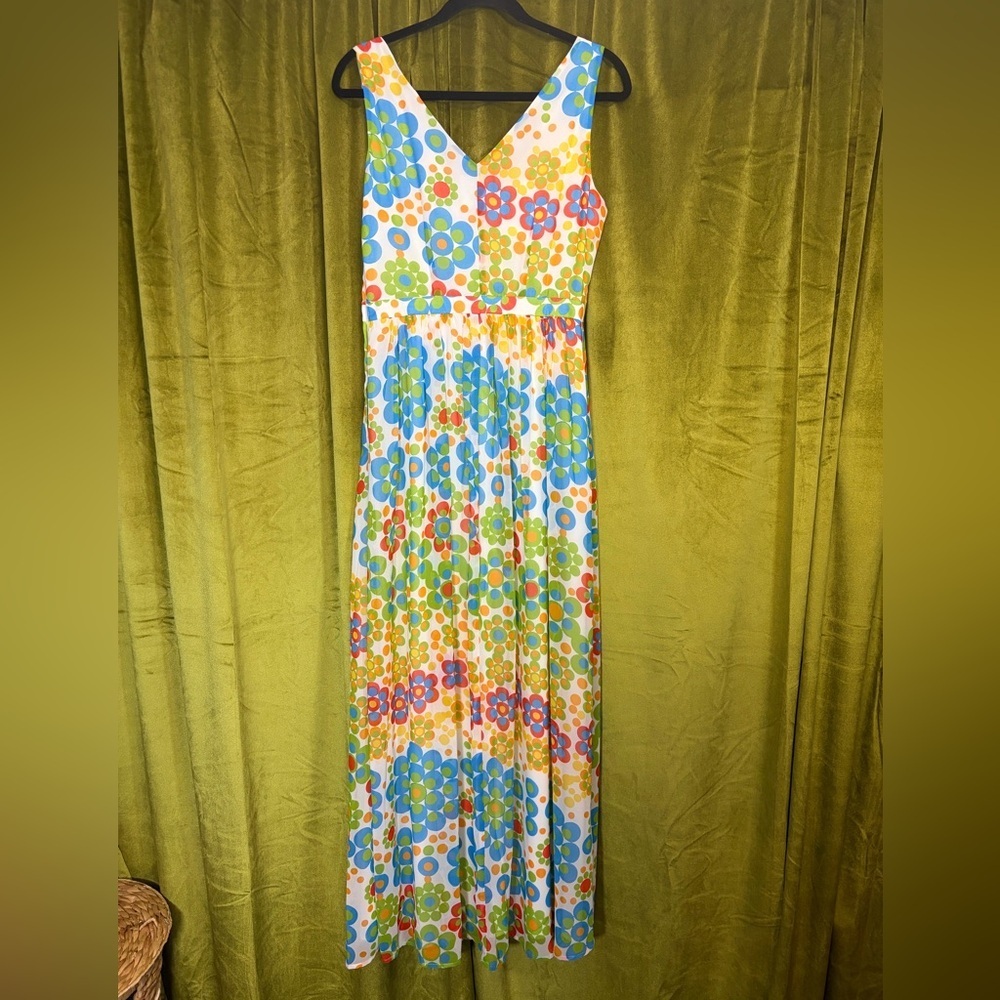 MODCLOTH 1970s style retro mod geometric dot maxi dress. Size M. Retail $100 - Picture 7 of 8